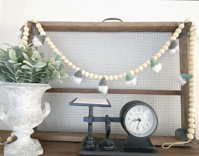 vintage screen, plant, scale and garland