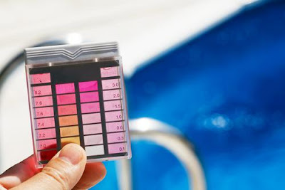 Image of pool testing kit. Swimming, Skin and Pool Chemicals concerns