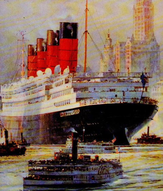 Aquitania detail Cunard poster