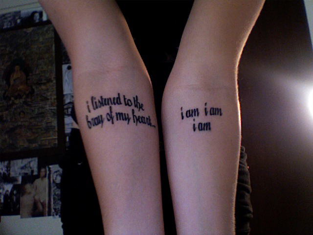 The seventh of my sayings tattoos for girls is this nice pair of arm sayings