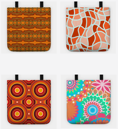 Tote bags with orange prints