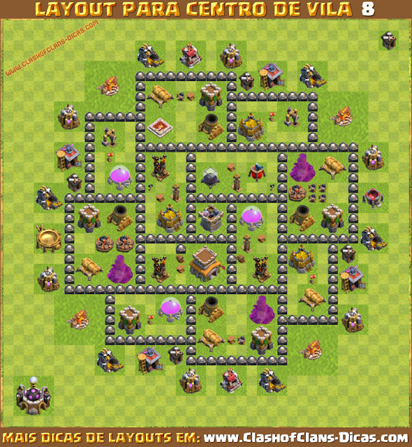 Layout para Centro de Vila 8 em Clash of Clans - TH8