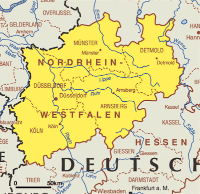 Nordrhein-Westfalen Map Federal States of Germany