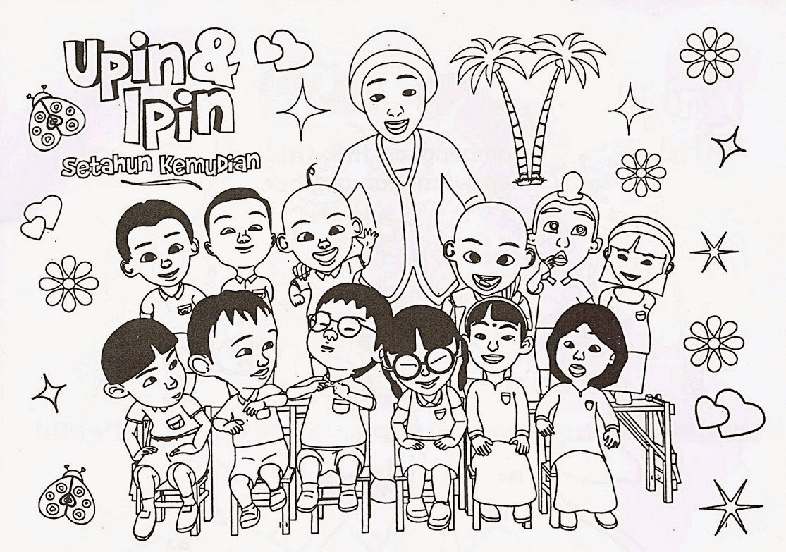 10 Mewarnai Gambar Upin Ipin