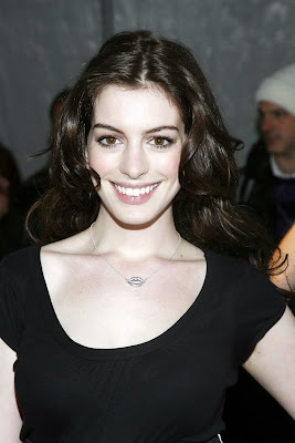 Anne Hathaway in black