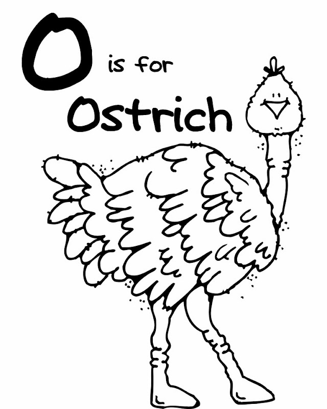 Printable Alphabet Coloring Pages Ostrich title=