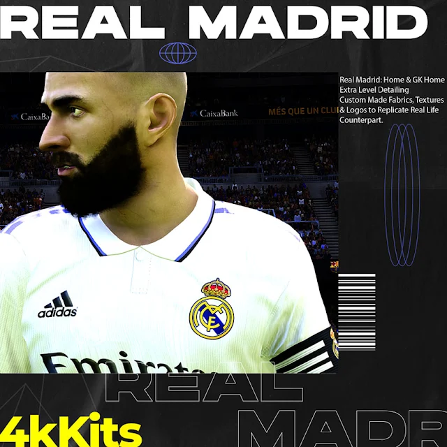 4K Kits - Real Madrid New Season 2022-2023 For eFootball PES 2021