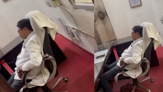 अलीगढ़ के नगर स्वास्थ्य अधिकारी कुर्सी पर लेटे मिले, वीडियो वायरल