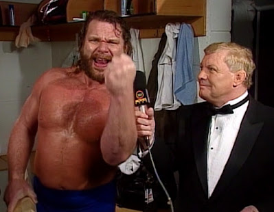 WWF UK Rampage 1992 - Hacksaw Jim Duggan promises to beat up Repo Man