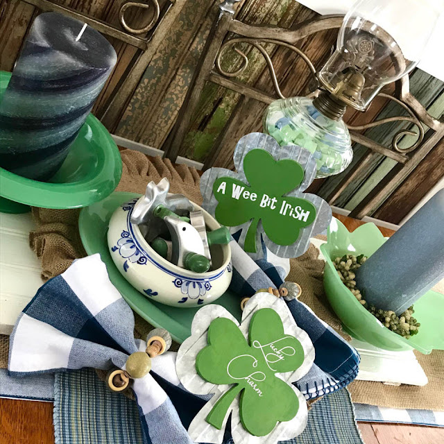 St. Patty's Day Table Scape by Thistle Thicket Studio. www.thistlethicketstudio.com