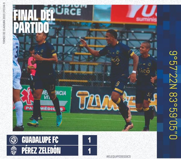 Guadalupe FC y Pérez Zeledón se reparten los puntos y empatan 1-1