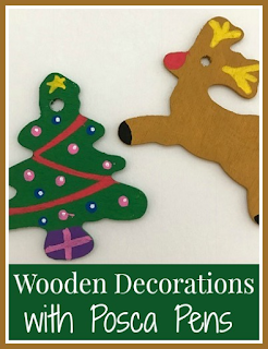 Posca pens for decorating wooden Christmas decorations