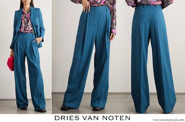 Queen Maxima wore DRIES VAN NOTEN Pleated Gabardine Wide Leg Pants