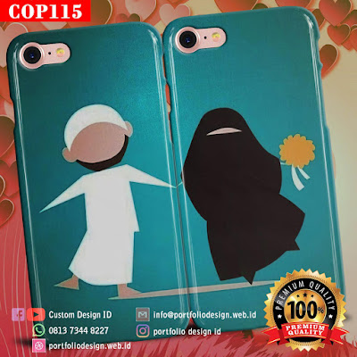 Foto pernikahan muslim cetak casing handphone couple COP115