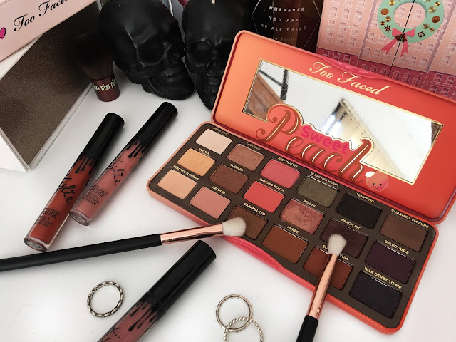 kylie cosmetics, too faced, sweet peach palette
