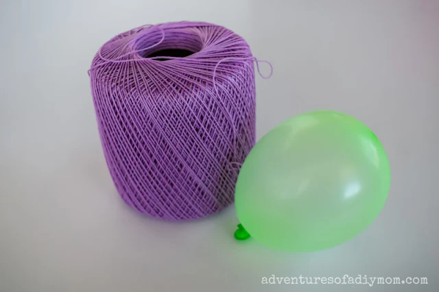 water balloon and crochet thread