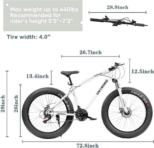 Outroad Fat Tire Front Suspension Mountain Bike