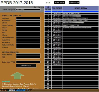 (.xls) Aplikasi Penerimaan Siswa Baru Gratis dilengkapi Formulir