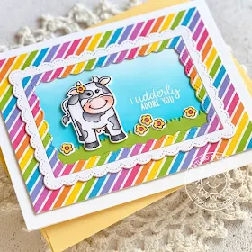 Sunny Studio Stamps: Miss Moo Fancy Frames Comic Strip Everyday Dies Punny Birthday Cards by Angelica Conrad 