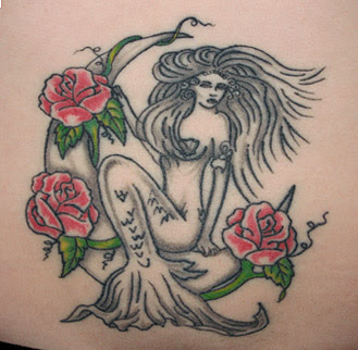 Mermaid and Rose Tattoo