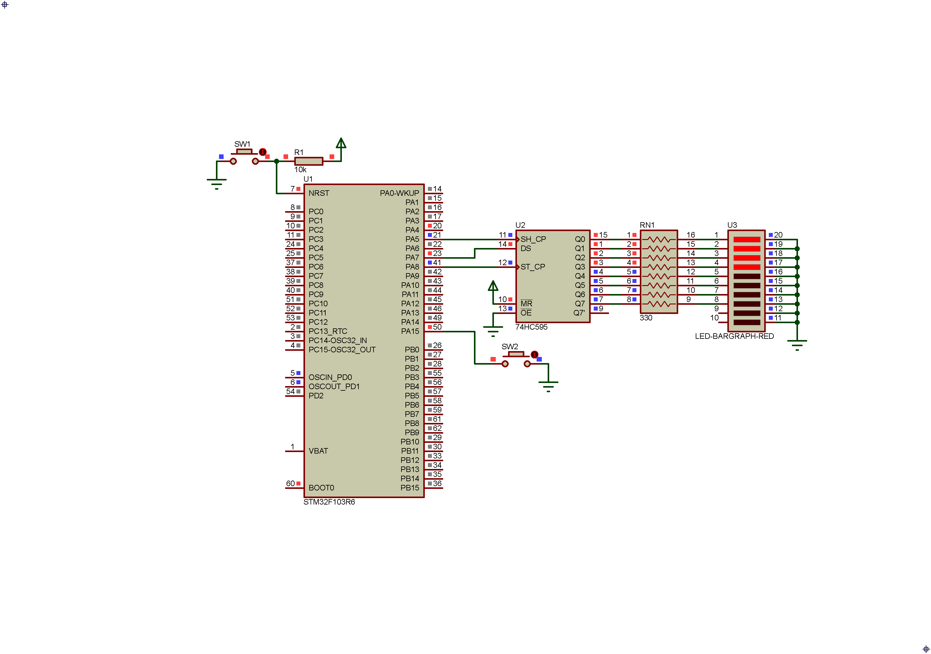 STM32F103R6 SPI Interfaces To SN74HC595N Shift Registers