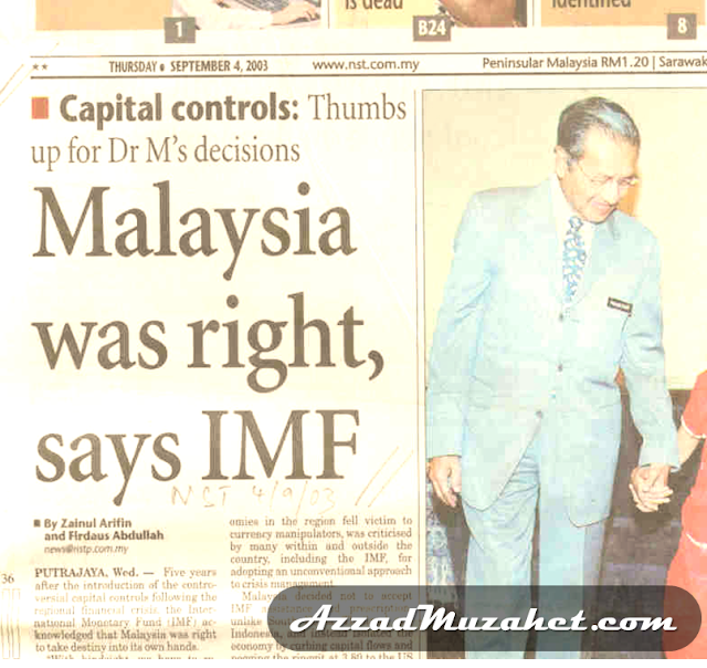 Malaysia was right says IMF, NST 4th September 2003