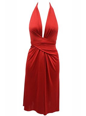 Red backless halter neck silk jersey Issa dress