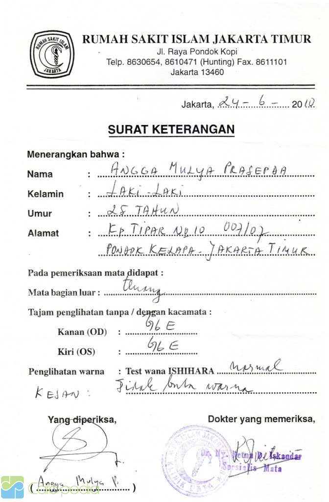 Contoh Surat Dokter Yg Sudah Diisi Contoh Surat