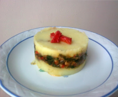 Pastel Vegano de Patata y Soja con Espinacas.