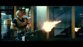 Dwayne Johnson with minigun