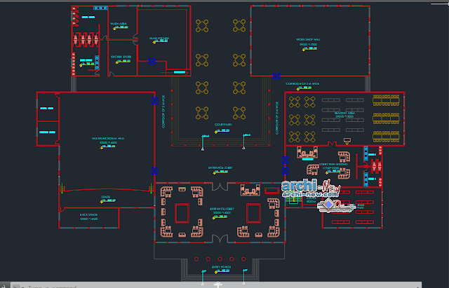 Library with multifuncional in AutoCAD  