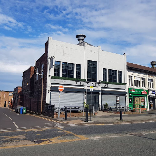 Pub number 1 - The Kings Tap on Station Road in Cheadle Hulme. A lovely Art Deco building. We'd never seen it shuttered before the lockdown