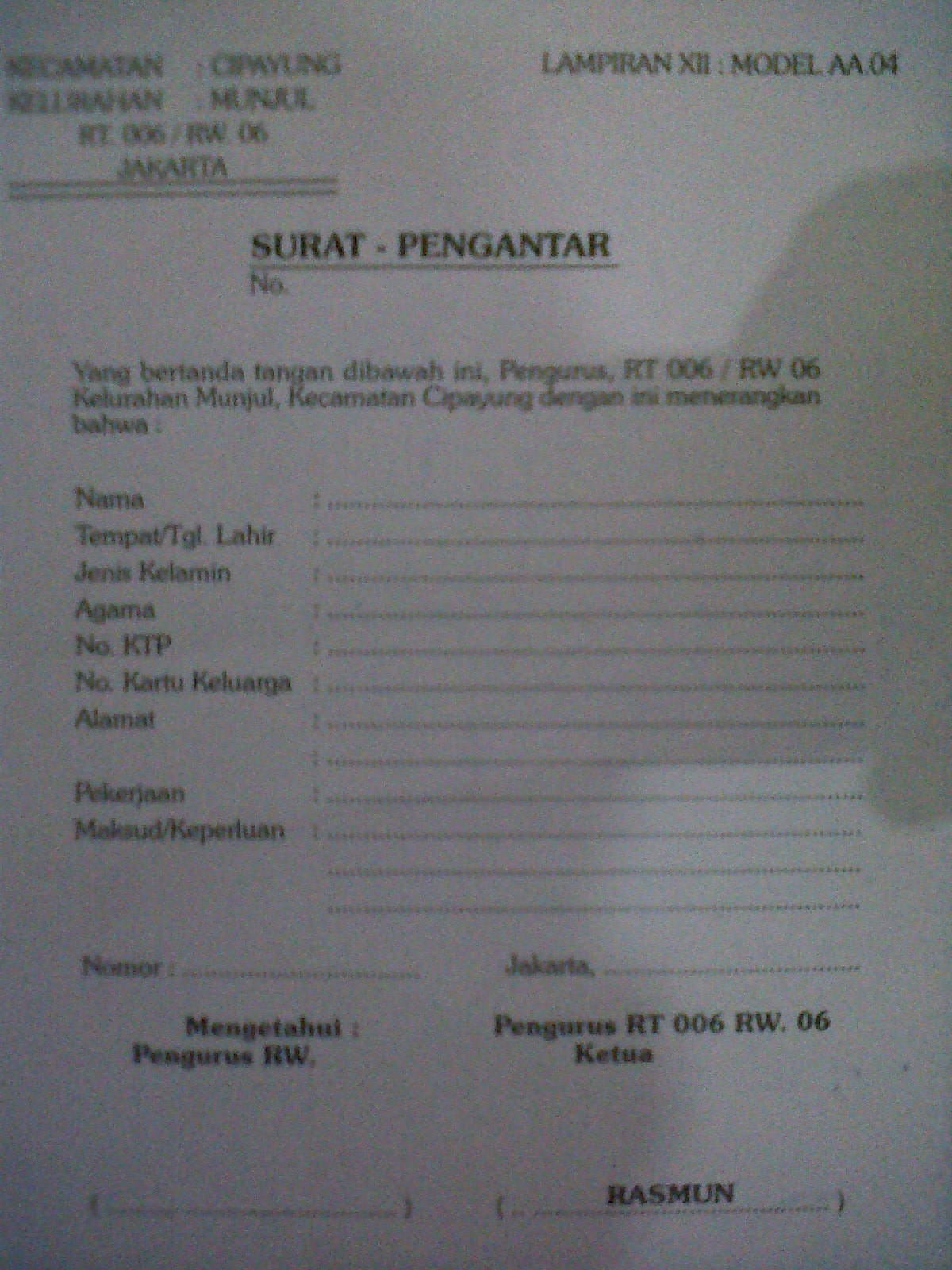 Contoh Surat Pengantar Rt Rw Rtrw Pictures