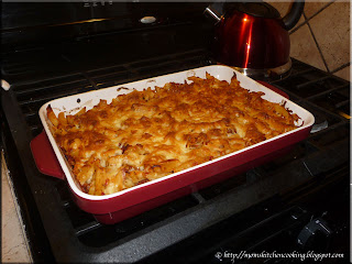 baked pizza penne just out of the oven