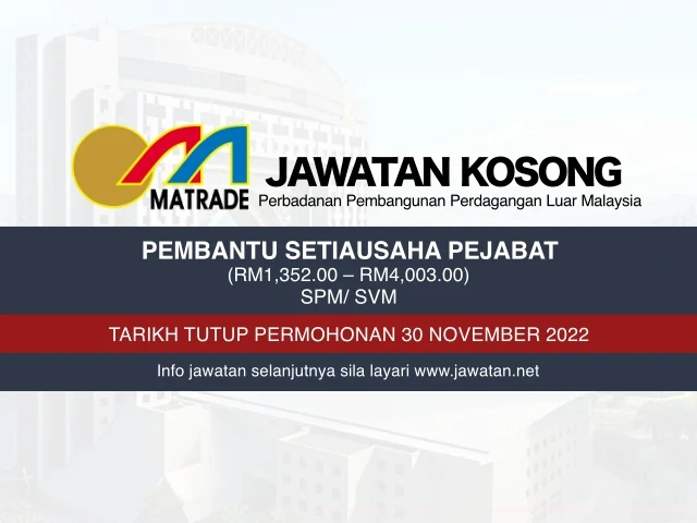 Jawatan Kosong MATRADE November 2022