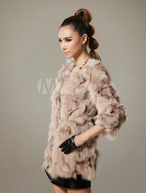 Solid Color Fox Fur Beautiful Fur Coat for Woman 