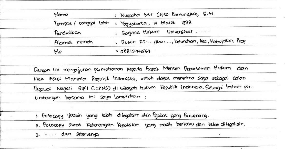 10+ Contoh Surat Lamaran Kerja Guru Tetap & Honorer (GTT 