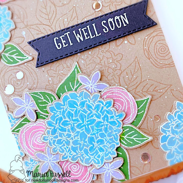 Get Well Soon Floral Card by Maria Russell | Lovely Blooms Stamp Set, Heartfelt Essentials Stamp Set and Banner Trio Die Set by Newton's Nook Designs