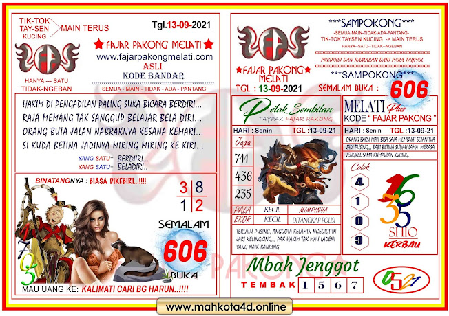 Syair Prediksi Jitu Fajar Pakong Melati Senin, 12 - September - 2021