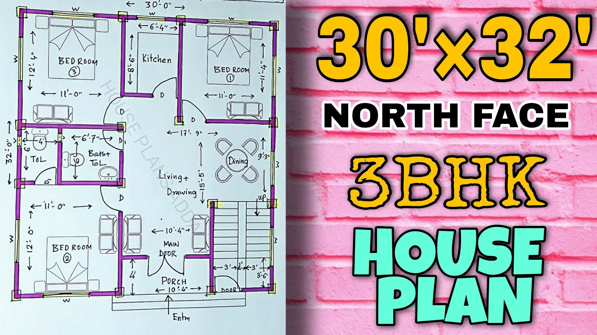 30×32 house plan