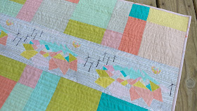 Baby quilt using Palm Canyon fabric by Violet Craft and Kona solids by Robert Kaufman