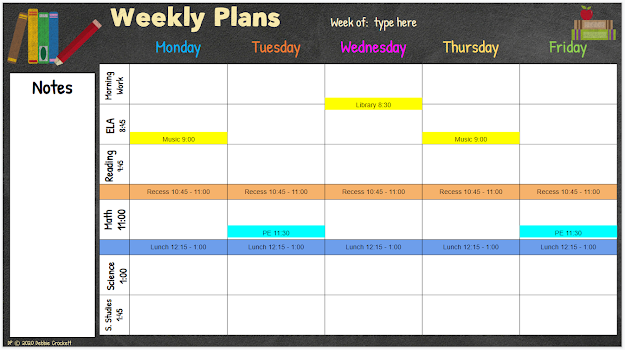 Editing the Weekly Plan table for digital planner on Google Slides.