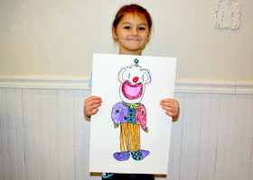 Tessa's completed clown is a happy fellow! I especially like his rainbow hair.
