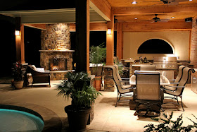 Backyard Outdoor Kitchen Fireplace