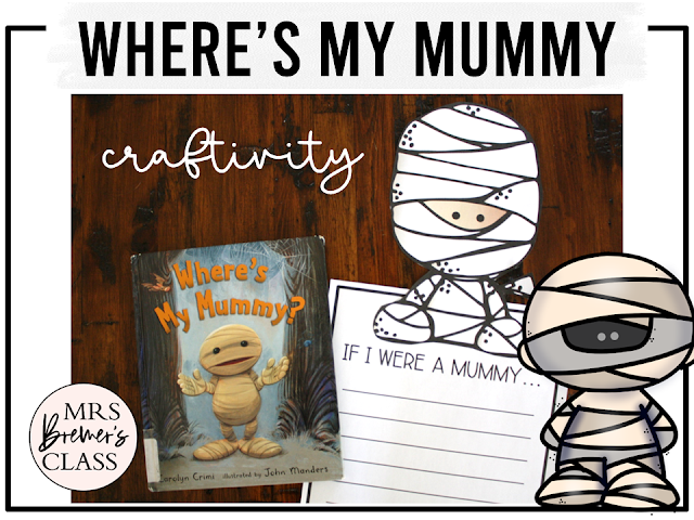 Where's My Mummy book activities unit with printables, literacy companion activities, reading worksheets and a craft for Halloween in Kindergarten and First Grade