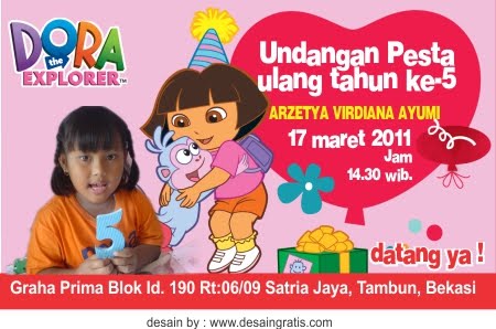 Undangan Ulang tahun anak Dora