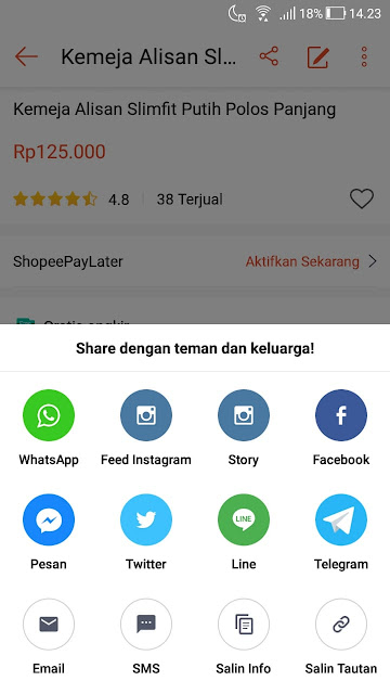 Share produk di Shopee