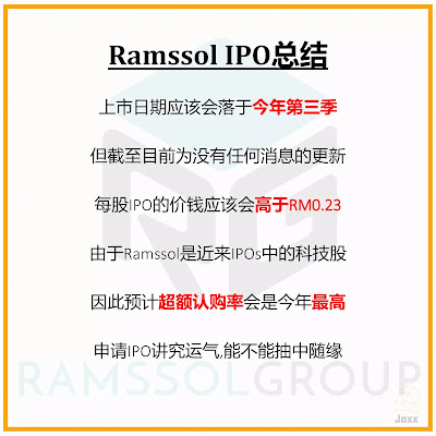 Ramssol IPO 大马科技股 - Ramssol Group Berhad 人力资源管理HCM IPO价钱是多少，几时上市