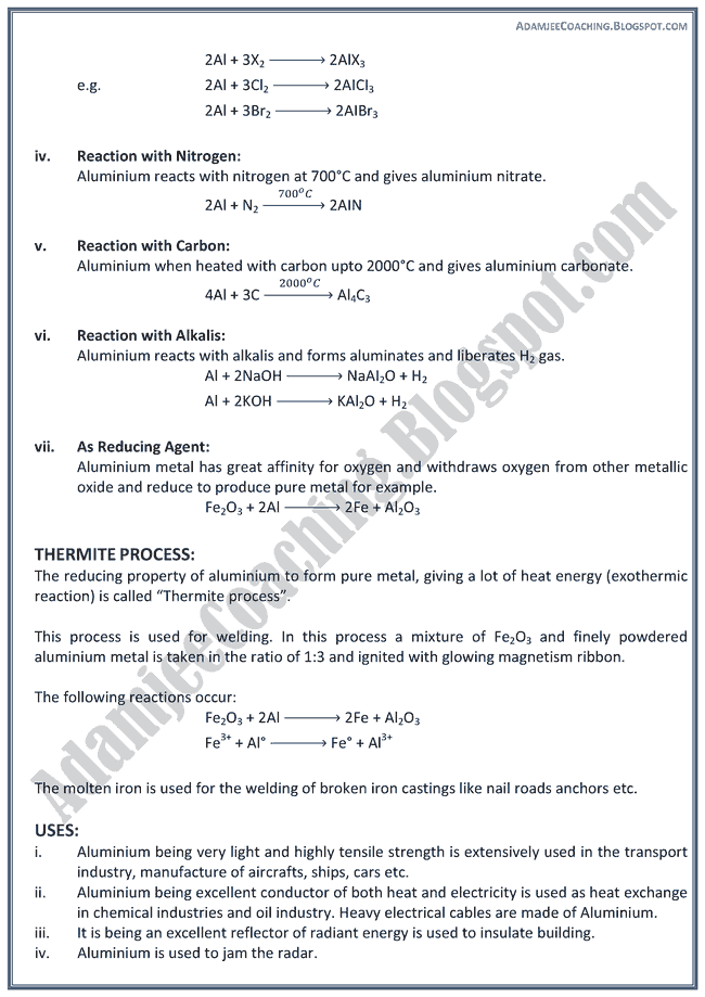 XII Chemistry Notes - P Block Elements