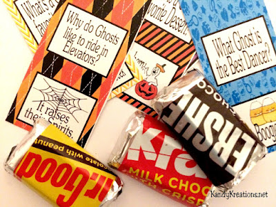 Hershey miniature chocolate candy bar wrapper Halloween Joke Printables